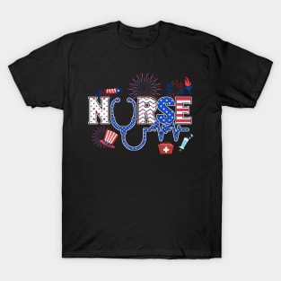 4th Of July Nursing For Women Stethoscope Nurse Graduation T-Shirt